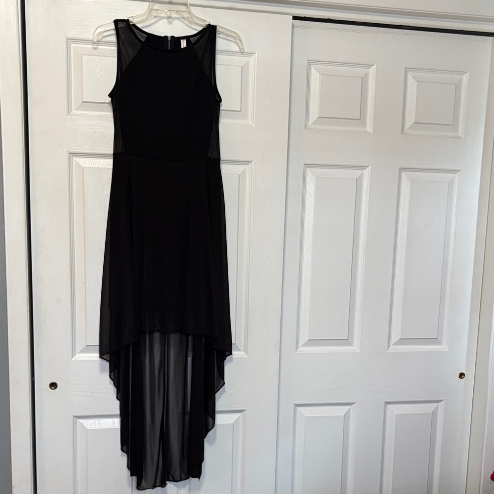 Sheer paneled high low dress